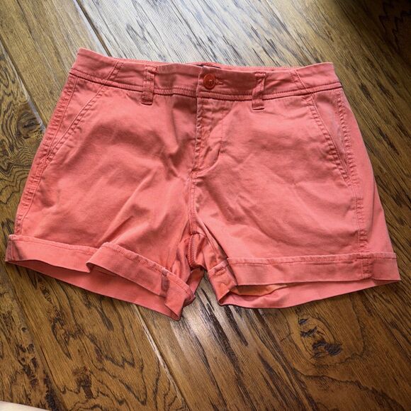 Liverpool Los Angeles Women Shorts Pumpkin Zip Pockets 4/27 Buttons Cotton Blen - Picture 1 of 11
